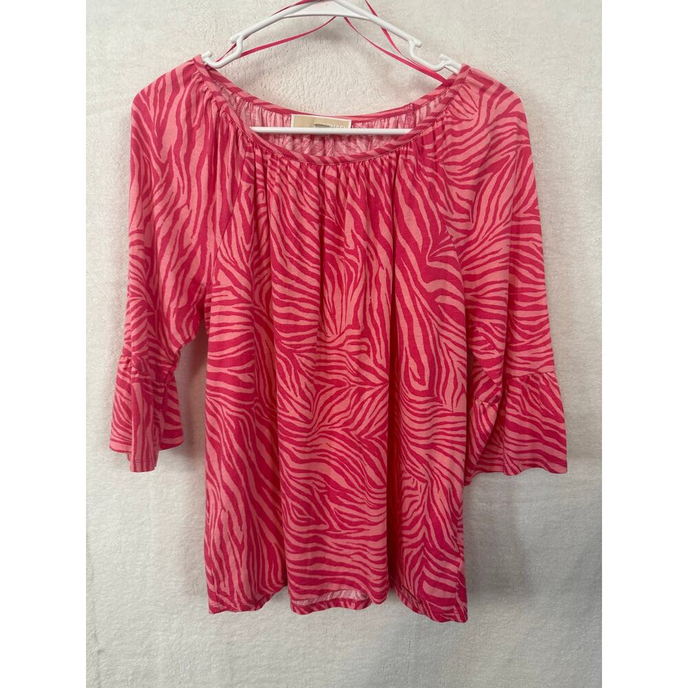BN #14 Michael Kors Pink Zebra Print Peasant Top – Size M